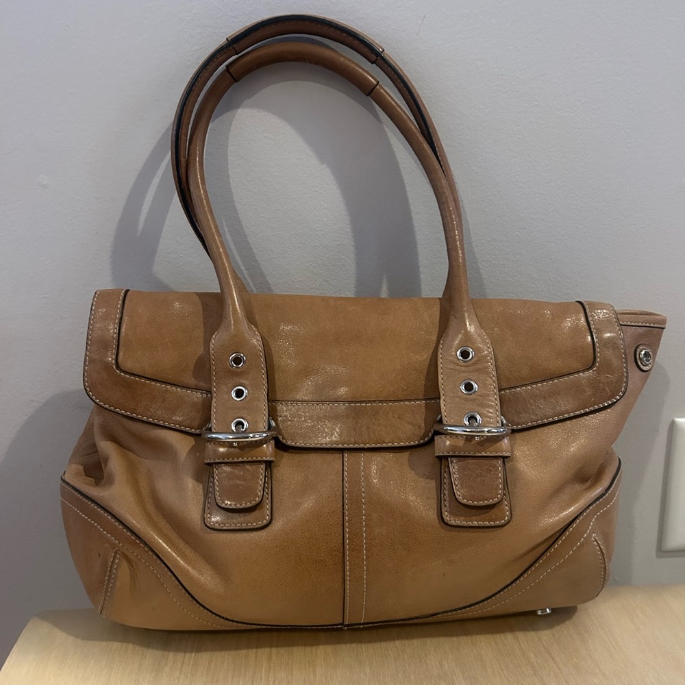Coach Tan Leather Satchel Shoulder Bag